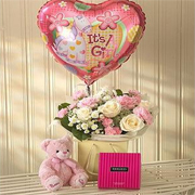 Pink Lullaby Balloon, Teddy and Chocolates Gift Set